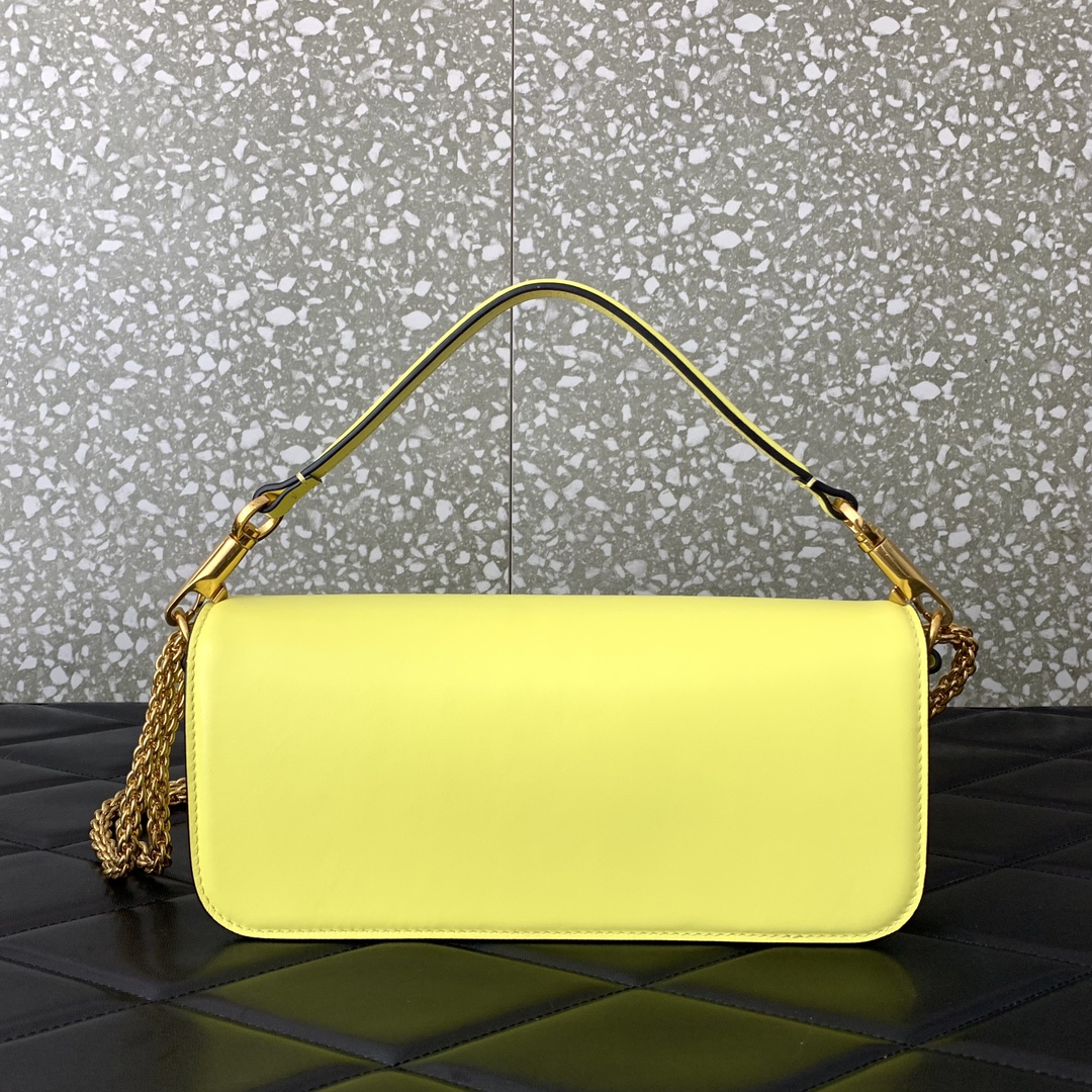 Valentino Garavani Loco Shoulder Bag in Yellow Calfskin Leather